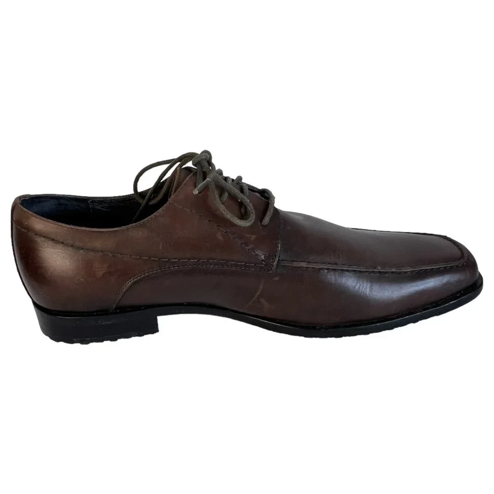 Mens Aston Grey Brown Leather Dress Shoes Oxford Size 11 Tie Lace Up Rubber Sole